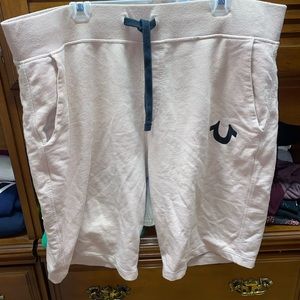 True Religion light pink Comfy shorts.